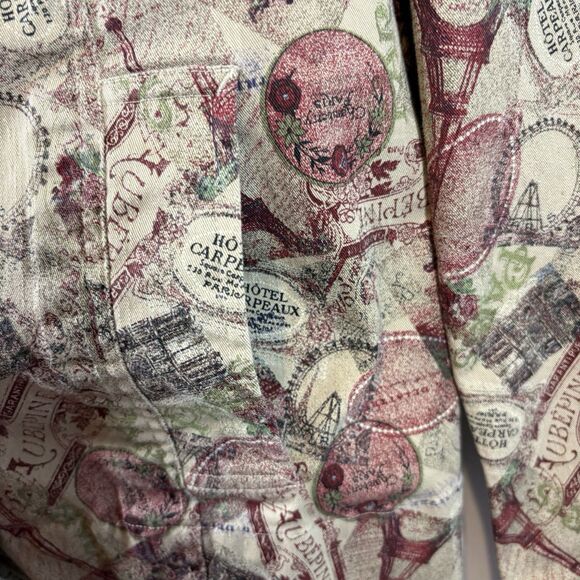 Christopher & Banks M Jacket Parisian Travel Print Button Front Vintage-Inspired - Picture 3 of 16